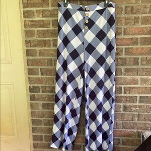 Stylish Blue and White Wide Leg Pants